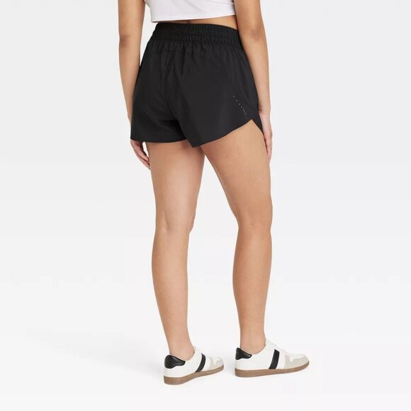 Women's Woven Mid-Rise Run Shorts 3" - All In Motion black small NWT - Picture 3 of 4